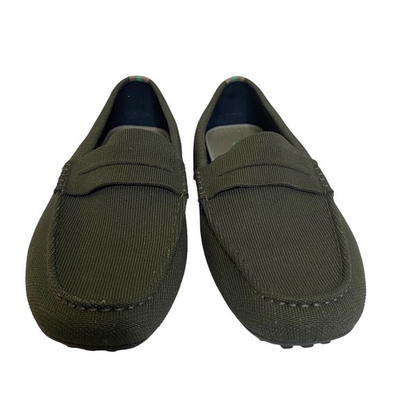Rothy\'s The Driving Loafer Shoes Size M12.5 Olive Green Knit Slip On Casual